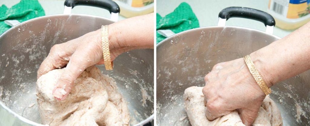 kneading chapati wheat flour