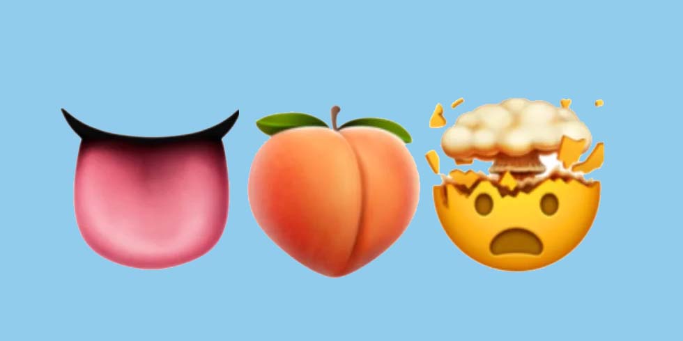 Tongue Peach Shocked Face with Exploding Head emoji