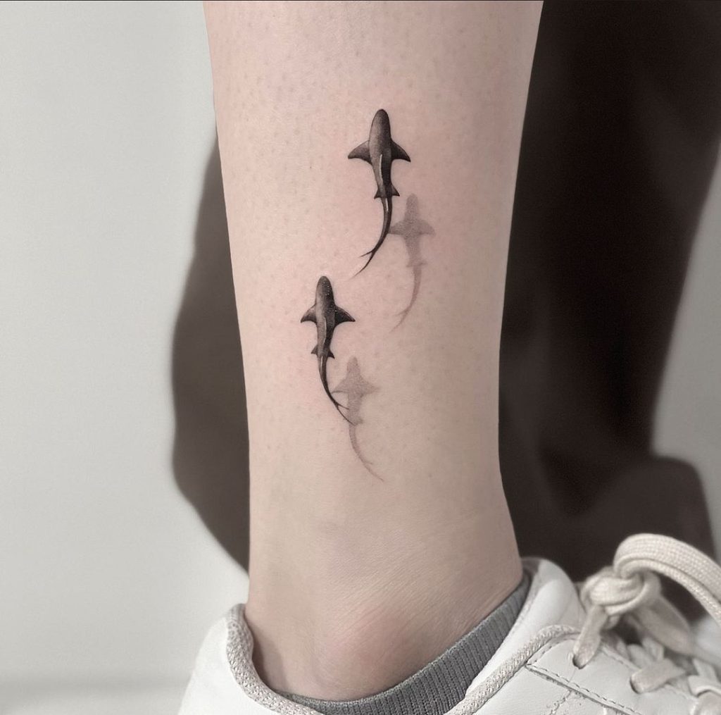 leg tattoo ideas sharks