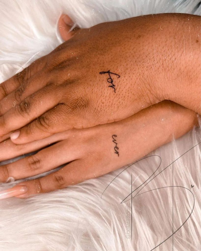 "For ever" Couples Tattoo